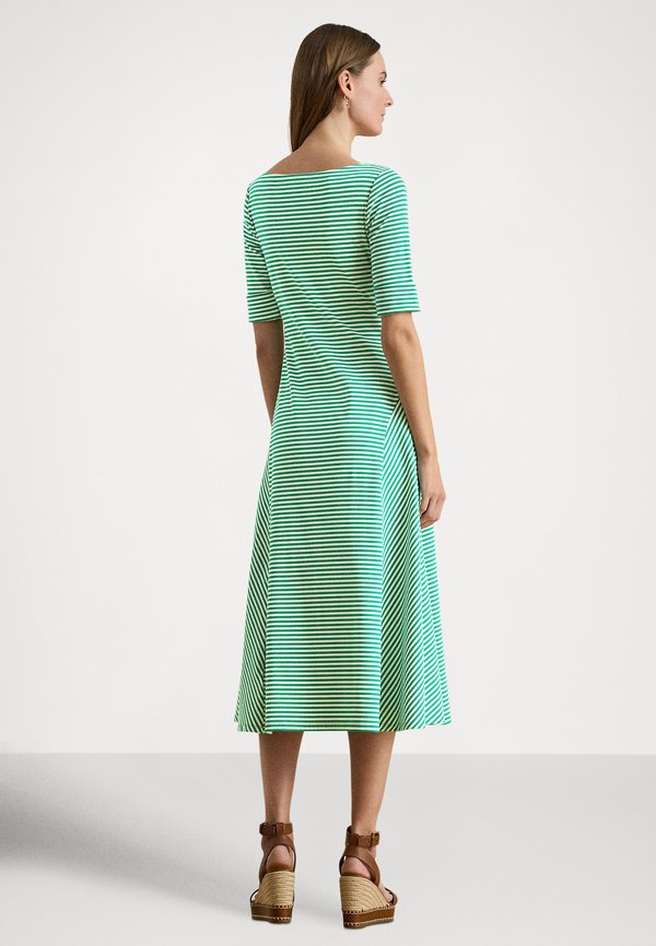 Lauren Ralph Lauren Petite STRIPED STRETCH COTTON RIBBED MIDI DRESS
