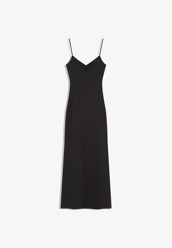 Bershka RUCHED STRAP MIDI - Day dress - black