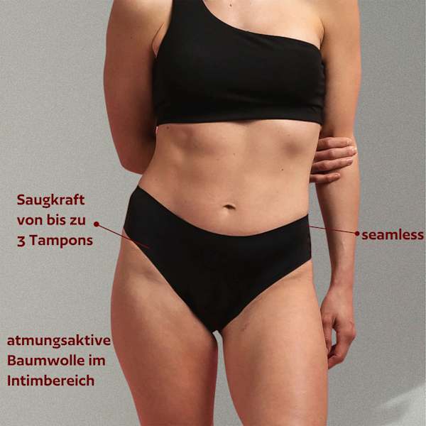 Periodenunterwäsche Slip Cheeky Schwarz Gr. L dais