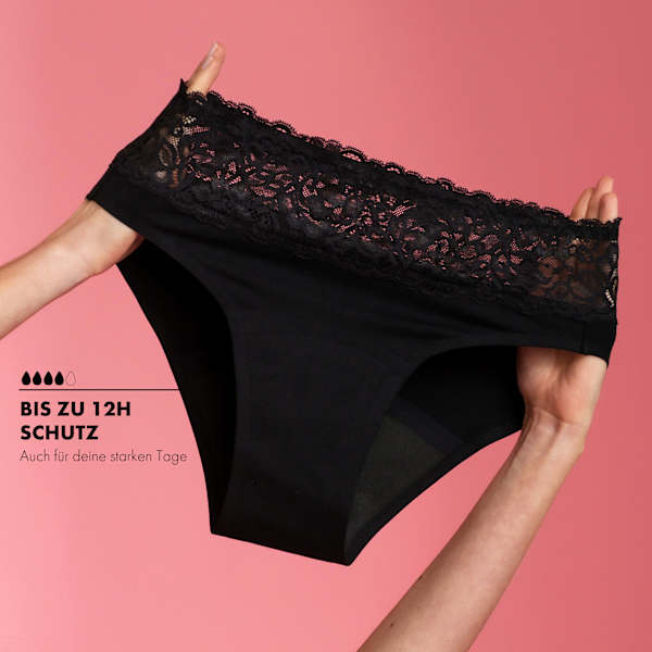 Periodenunterwäsche Slip Spitze schwarz Gr. XL dais