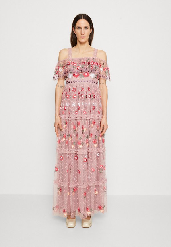 Maya Deluxe PREMIUM EMBROIDERED SPOT MAXI DRESS