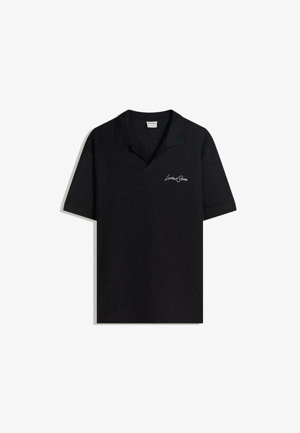 Bershka EMBROIDERED STRUCTURED SHORT SLEEVE   - Polo shirt - black
