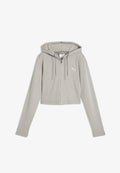 Puma ESSENTIALS SLIM GERIPPTE KAPUZENJACKE - Cardigan - mouse gray heather