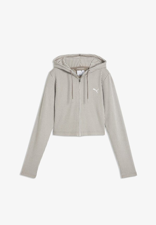 Puma ESSENTIALS SLIM GERIPPTE KAPUZENJACKE - Cardigan - mouse gray heather