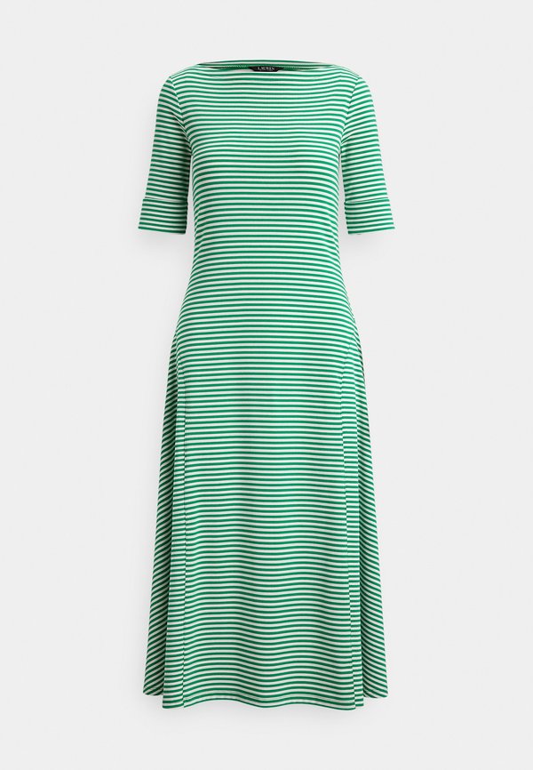Lauren Ralph Lauren Petite STRIPED STRETCH COTTON RIBBED MIDI DRESS