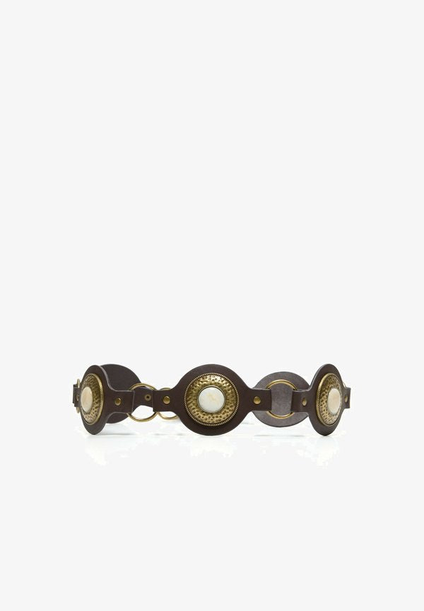 Bershka STONE MEDALLION - BELT - Waist belt - dark brown