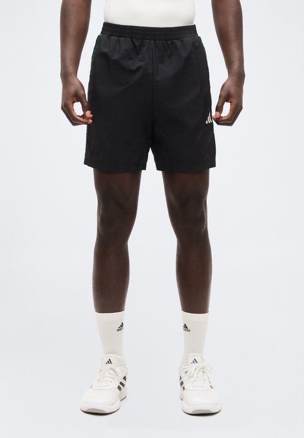 adidas Sportswear ESSENTIALS THREE STRIPES CHELSEA WOVEN - Sports shorts - black/team dark green/white/better scarlet