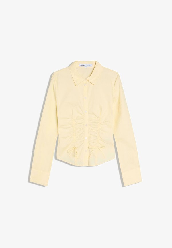 Bershka GATHERED - Button-down blouse - yellow