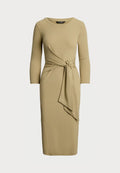 Lauren Ralph Lauren Petite TIE FRONT COTTON BLEND CREWNECK DRESS