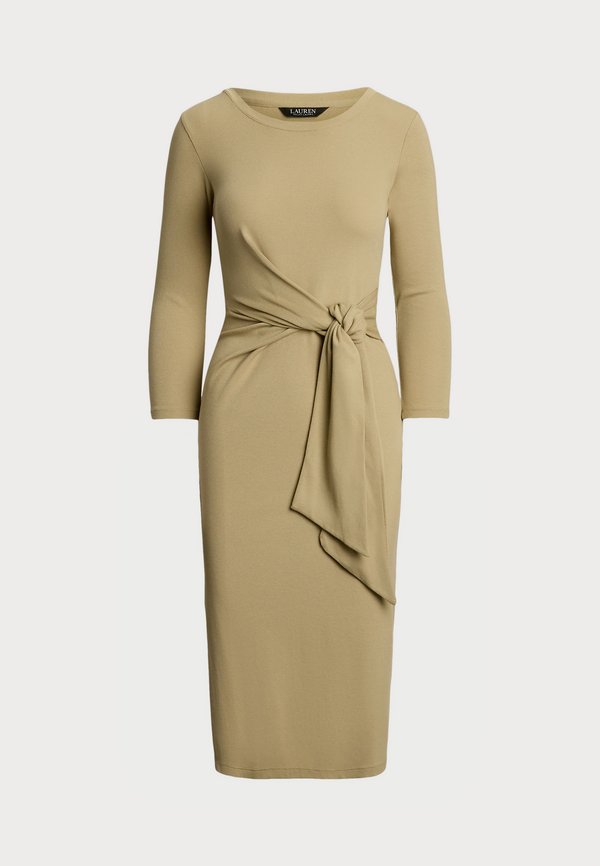 Lauren Ralph Lauren Petite TIE FRONT COTTON BLEND CREWNECK DRESS
