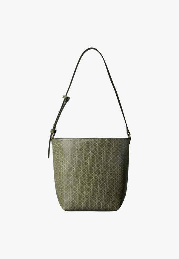 Calvin Klein EMBLEM MEDIUM BUCKET - Handbag - olivine