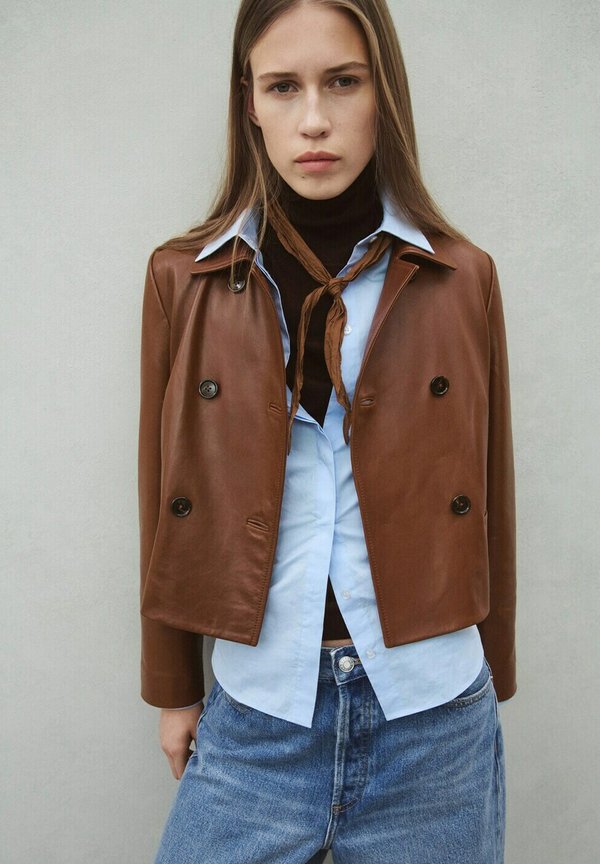 Mango Leather jacket - brown