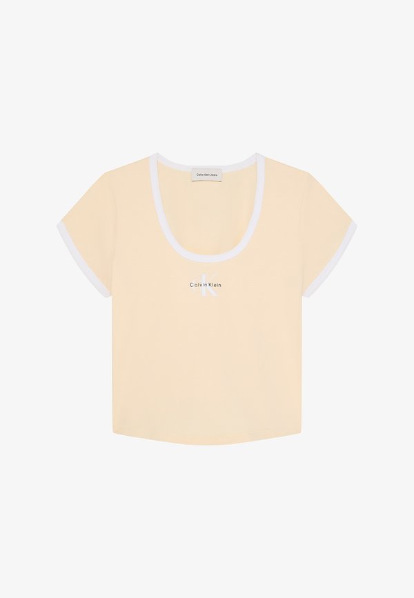 Calvin Klein Jeans SS MONOLOGO SCOOP NK BABY TEE - Print T-shirt - vanilla custard