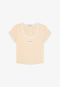 Calvin Klein Jeans SS MONOLOGO SCOOP NK BABY TEE - Print T-shirt - vanilla custard
