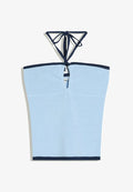 Bershka CONTRAST PIPING BANDEAU TOP - Top - light blue