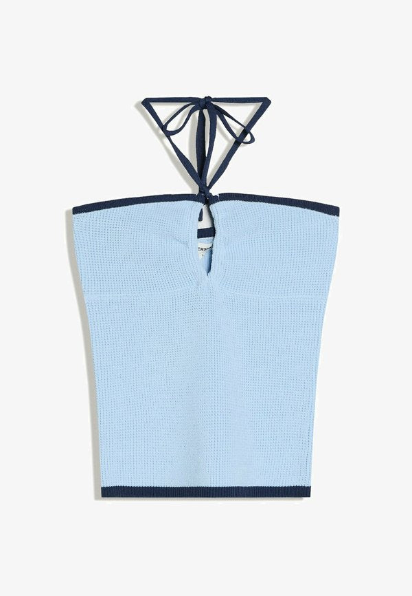 Bershka CONTRAST PIPING BANDEAU TOP - Top - light blue