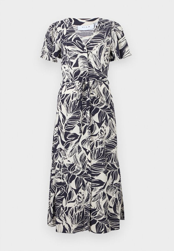 VILA VIPERRY V NECK MIDI DRESS