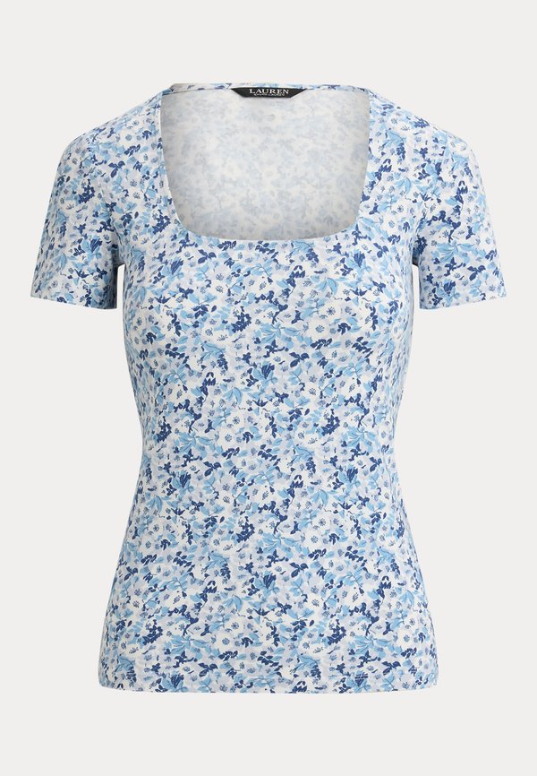 Lauren Ralph Lauren FLORAL COTTON JERSEY SQUARE-NECK TOP