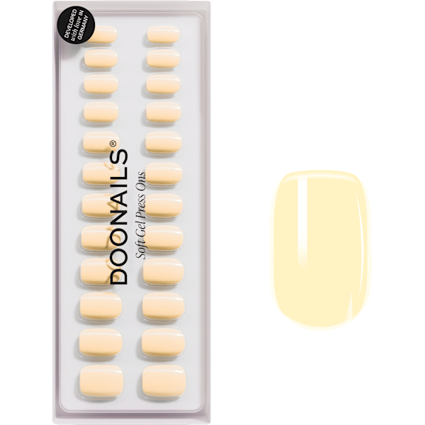 Künstliche Nägel, Soft Gel Press Ons Butter Yellow Short Square Doonails