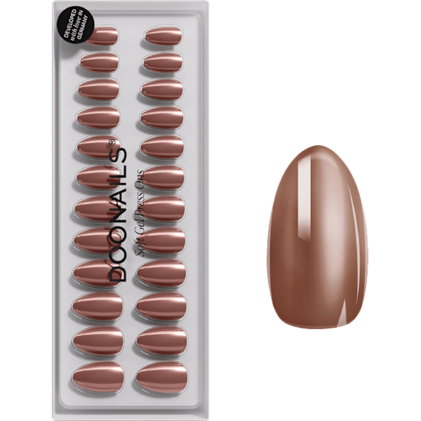 Künstliche Nägel, Soft Gel Press Ons Glazed Chocolate Short Almond Doonails