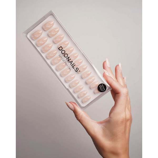 Künstliche Nägel, Soft Gel Press Ons Nude Marble Short Almond Doonails