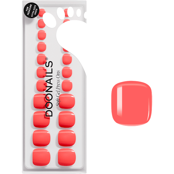 Künstliche Nägel, Soft Gel Press Ons Pediküre Sunset Coral Doonails