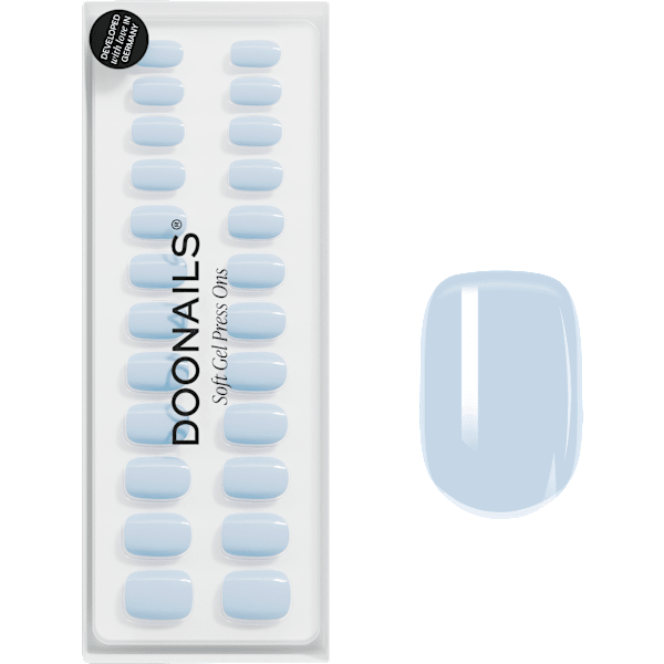 Künstliche Nägel, Soft Gel Press Ons Powder Blue Extra Short Square Doonails