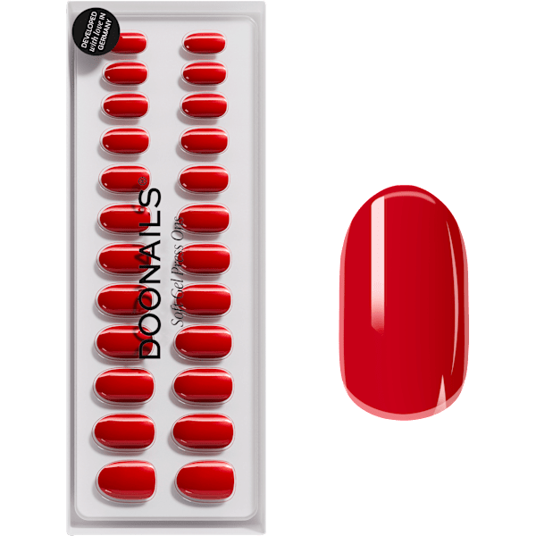 Künstliche Nägel, Soft Gel Press Ons Rose Red Medium Round Doonails