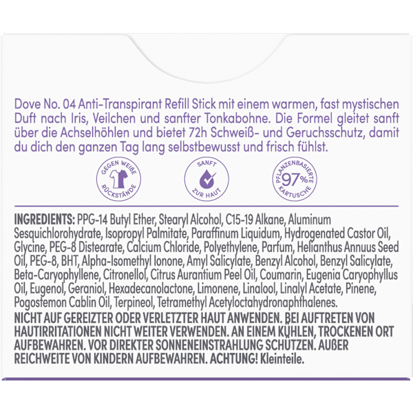 Antitranspirant Deostick Veilchen- & Tonkabohnenduft, Nachfüllpack Dove