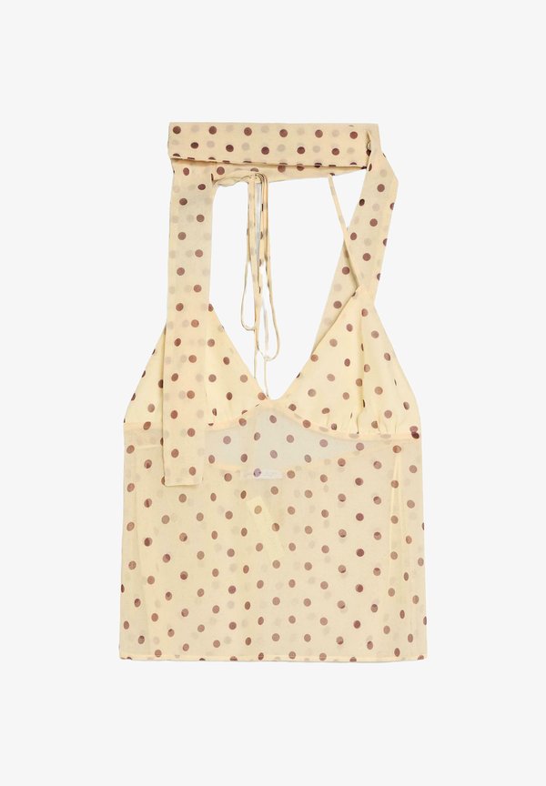 Bershka POLKA DOT SCARF STRAP TOP - Top - yellow