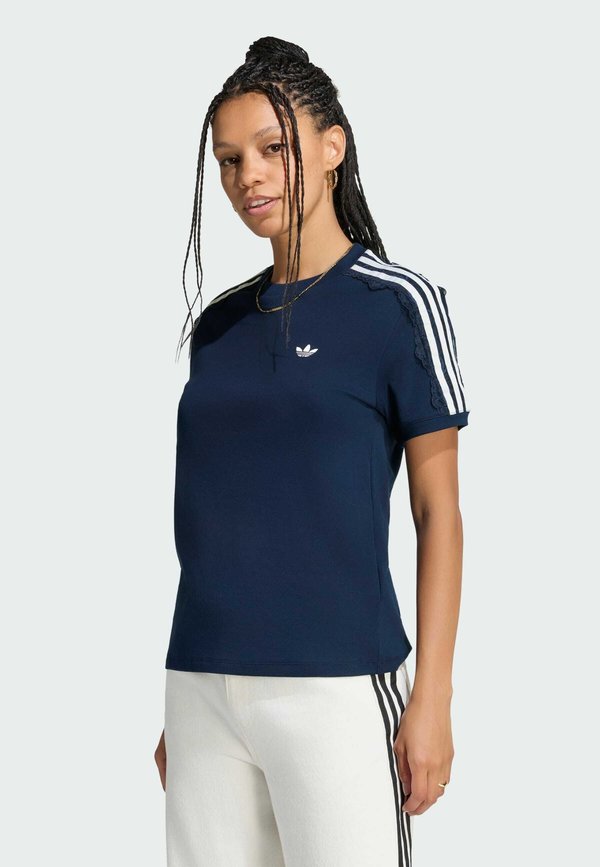 adidas Originals LACE 3 STRIPES TEE - Print T-shirt - collegiate navy