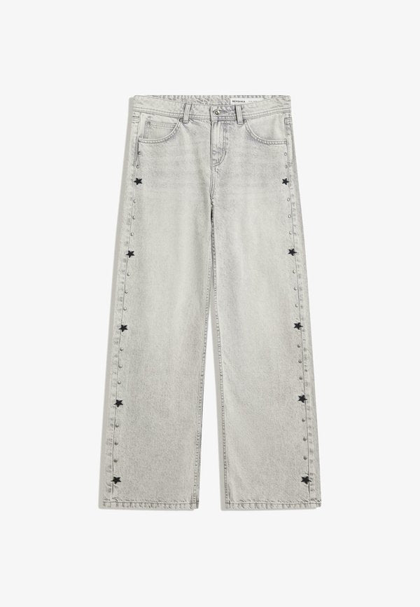 Bershka STARS AND STUDS - BAGGY JEANS - Baggy Jeans - grey