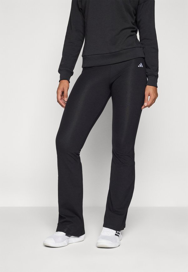 adidas Sportswear ESSENTIALS SMALL LOGO FLARED - Leggings - black/white