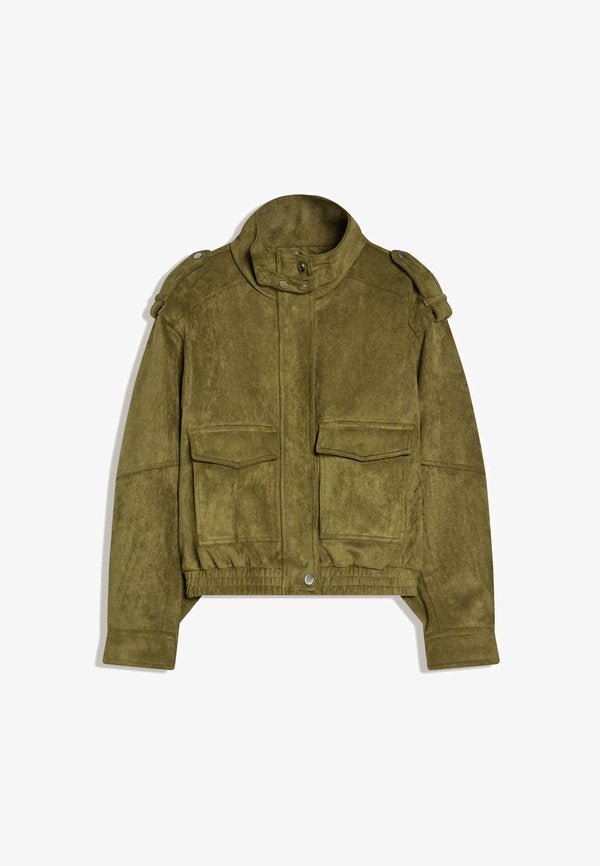 Bershka Faux leather jacket - khaki