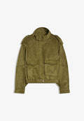 Bershka Faux leather jacket - khaki