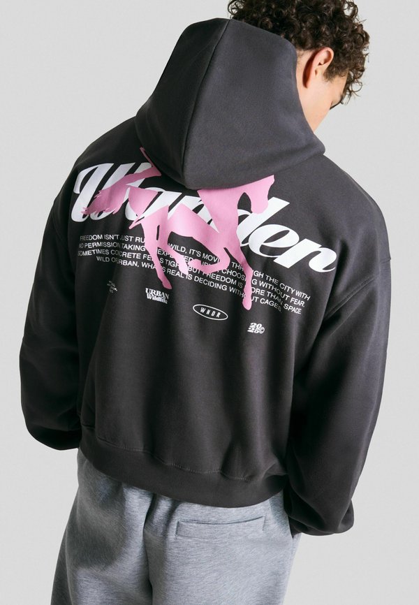 Bershka PRINTED - Hoodie - dark grey