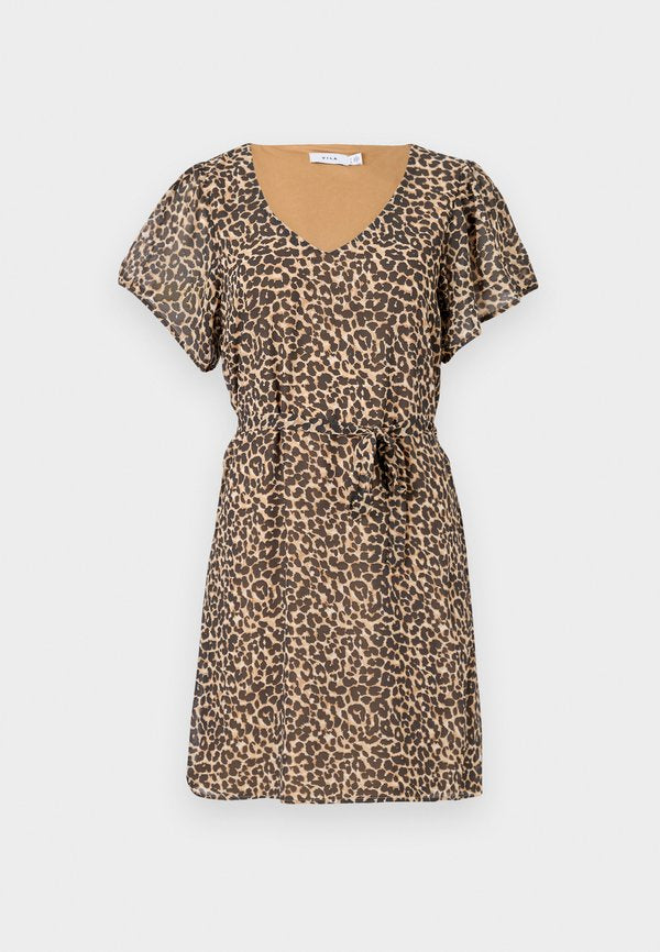 VILA VIMICADA V NECK LEO SHORT DRESS