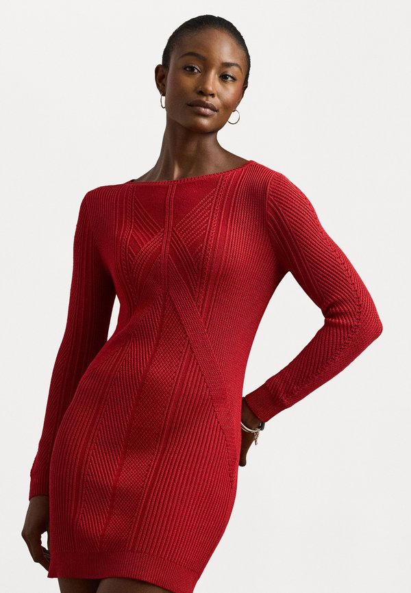 Lauren Ralph Lauren Pointelle Cotton Blend Sweater Dress