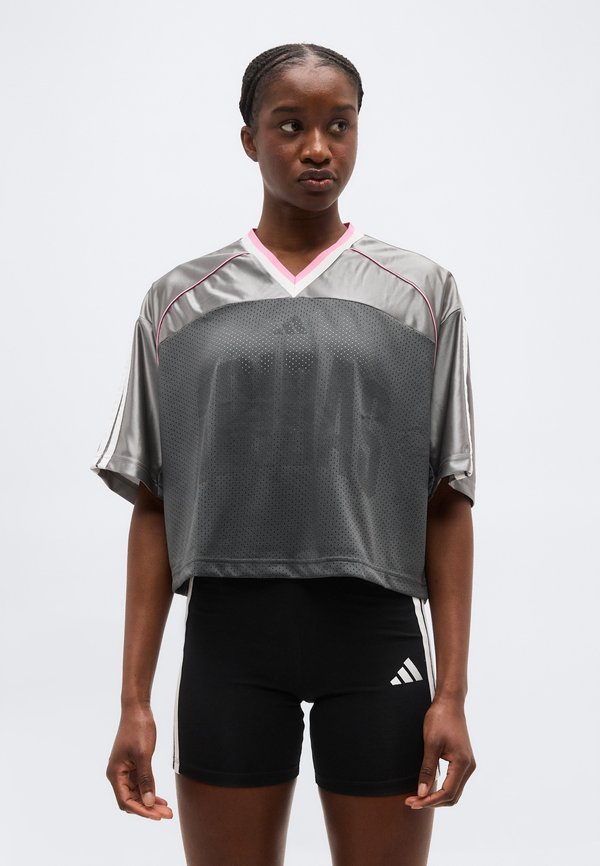 adidas Sportswear STADIUM MESH - Print T-shirt - grey six/solid grey/tropic bloom