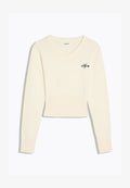 Bershka EMBROIDERED V-NECK JUMPER - Jumper - beige
