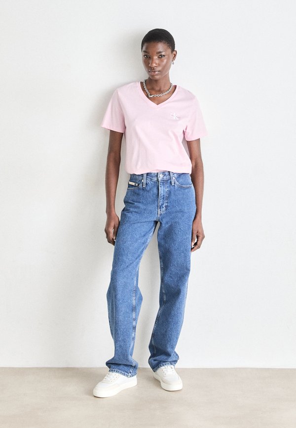 Calvin Klein Jeans MONOLOGO TEE - Basic T-shirt - pink/white