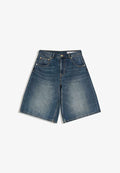 Bershka BAGGY  - BERMUDA JORTS   - Denim shorts - dark blue