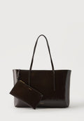 Calvin Klein LOGO TOTE POUCH - Tote bag - dark brown