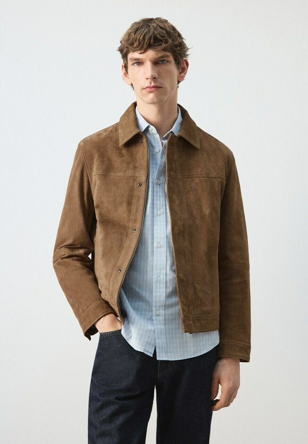 Mango Leather jacket - cognac