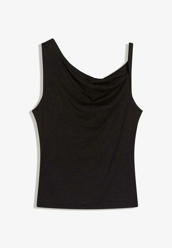 Bershka ASYMMETRICAL TOP WITH POLKA DOTS - Top - black