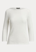 Lauren Ralph Lauren RIB-KNIT COTTON-BLEND BOATNECK TEE