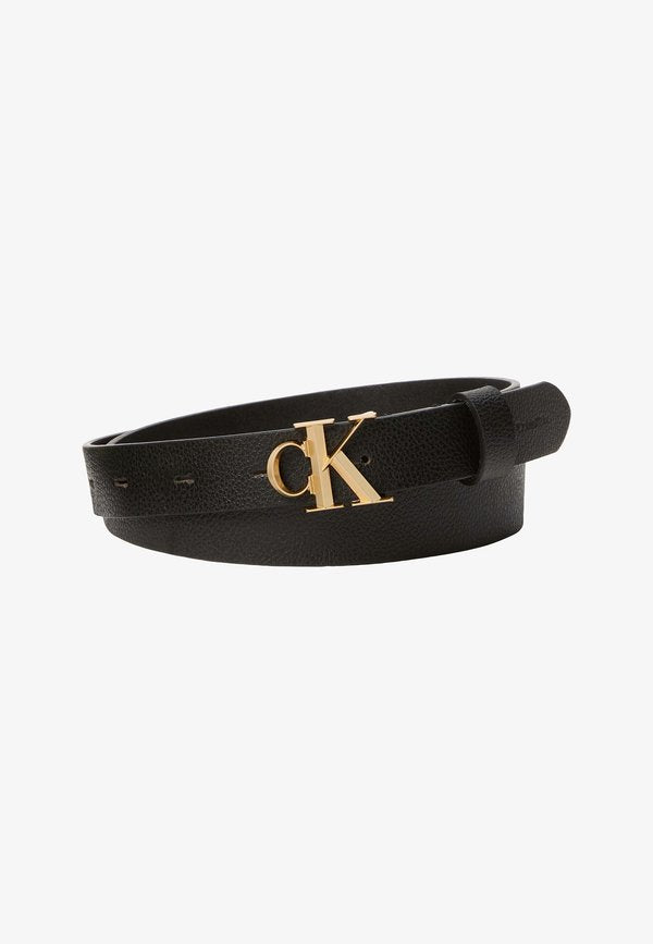 Calvin Klein FACET PEBBLE  - Belt - black/antique light gold-coloured