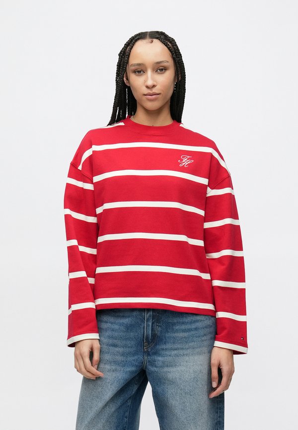 Tommy Hilfiger LOGO EMBROIDERY TERRY CREW NECK SWEATSHIRT - Sweatshirt - primary red/calico