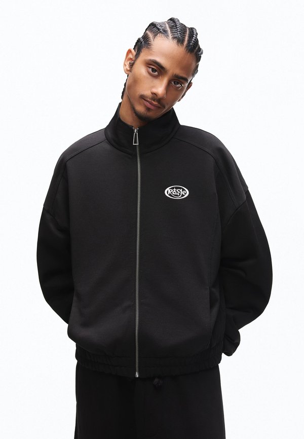 Bershka Zip-up sweatshirt - black