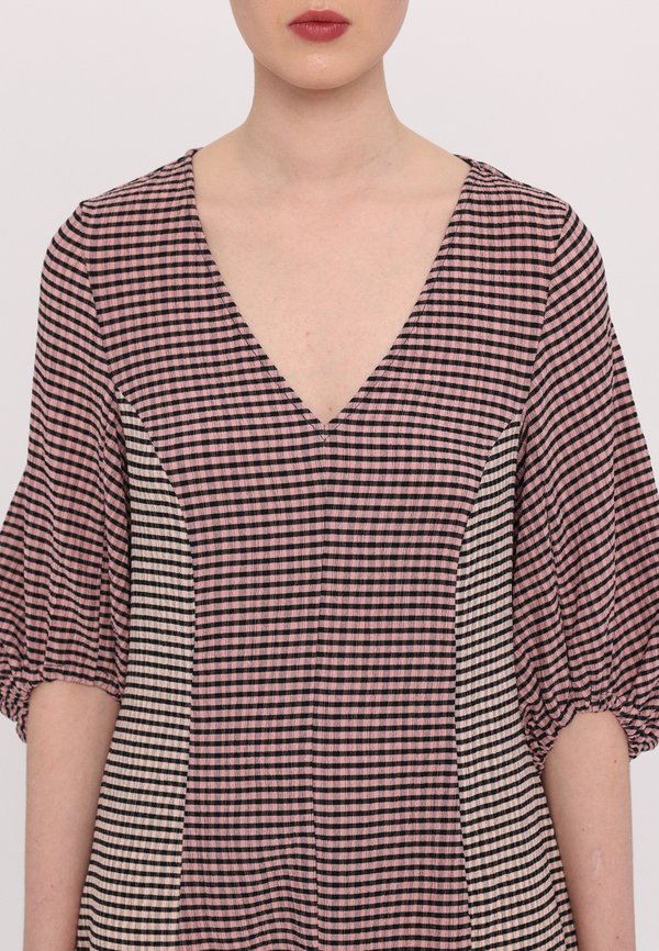 Stine Goya PATCHWORK THREE QUARTER SLEEVE MIDI DRESS